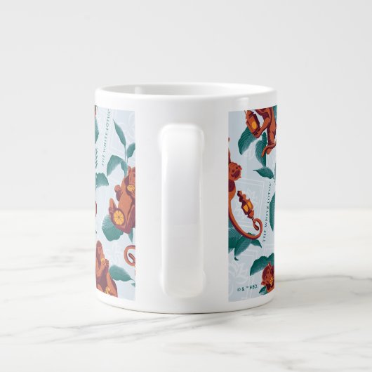 Speelse Apen Patroon van de Witte Lotus Grote Koffiekop (Achterkant)