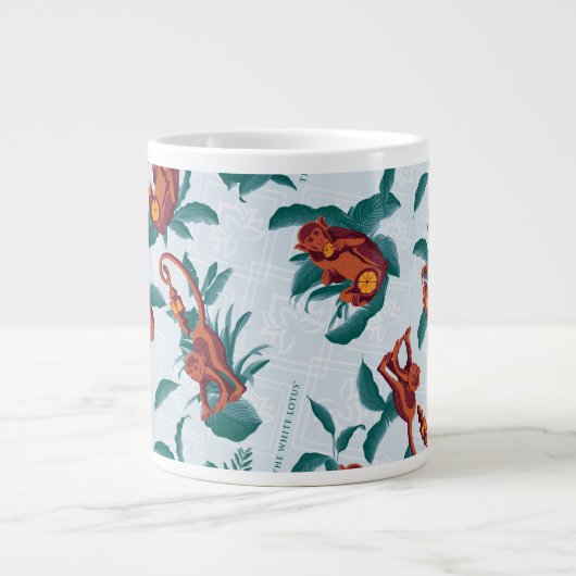 Speelse Apen Patroon van de Witte Lotus Grote Koffiekop (Voorkant)