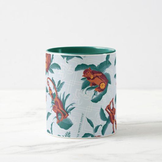 Speelse Apen Patroon van de Witte Lotus Mok (Midden)