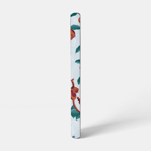 Speelse Apen Patroon van de Witte Lotus Samsung Galaxy Hoesje (Linkerkant)