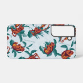 Speelse Apen Patroon van de Witte Lotus Samsung Galaxy Hoesje (Achterkant horizontaal)