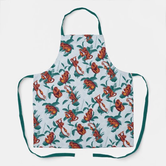 Speelse Apen Patroon van de Witte Lotus Schort (Voorkant)