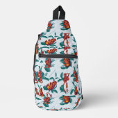 Speelse Apen Patroon van de Witte Lotus Sling Bag (Voorkant)