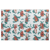 Speelse Apen Patroon van de Witte Lotus Stof (Fat Quarter)