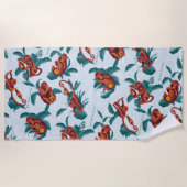 Speelse Apen Patroon van de Witte Lotus Strandlaken (Voorkant)