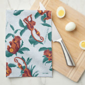 Speelse Apen Patroon van de Witte Lotus Theedoek (Quarter Fold)