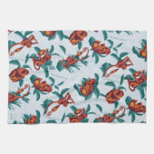 Speelse Apen Patroon van de Witte Lotus Theedoek (Horizontaal)