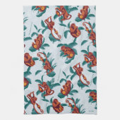 Speelse Apen Patroon van de Witte Lotus Theedoek (Verticaal)