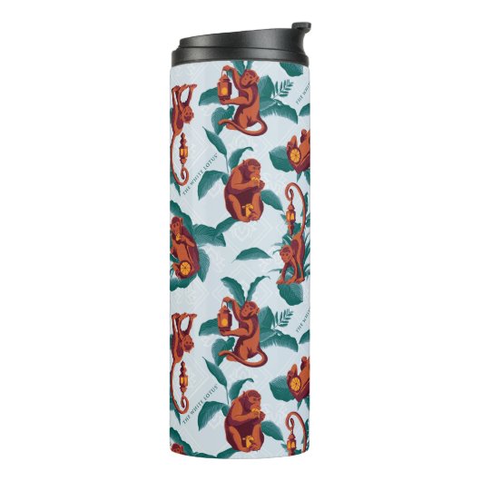 Speelse Apen Patroon van de Witte Lotus Thermosbeker (Gedraaid links)