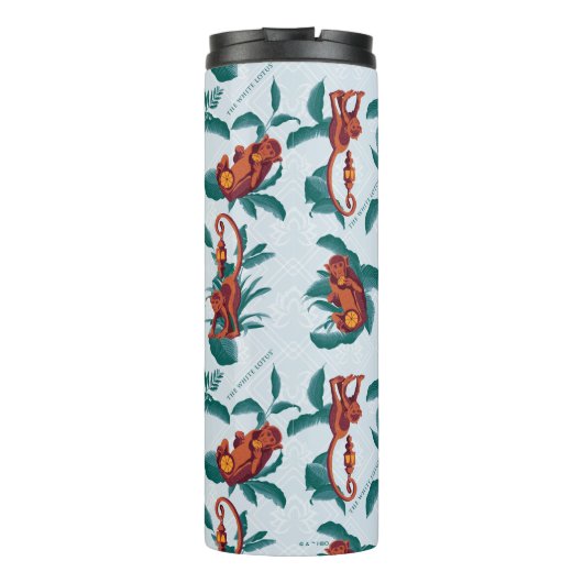 Speelse Apen Patroon van de Witte Lotus Thermosbeker (Achterkant)