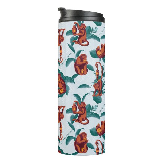 Speelse Apen Patroon van de Witte Lotus Thermosbeker (Geroteerd rechts)