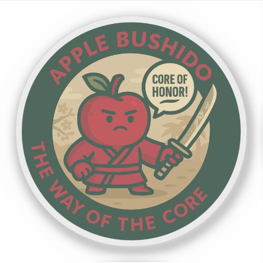 Speelse Apple Samurai Discipline  Sticker (Voorkant)