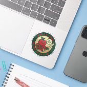Speelse Apple Samurai Discipline  Sticker (Laptop met iPhone)