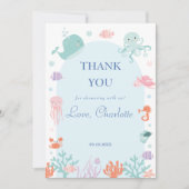 Speelse Aqua Onderwater Oceaandieren Baby Bedankkaart (Voorkant)