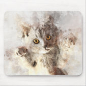 Speelse Aquarel Kitten met Helder Barnsteen Kleuri Muismat (Voorkant)