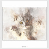 Speelse Aquarel Kitten met Helder Barnsteen Kleuri Sticker (Vel)