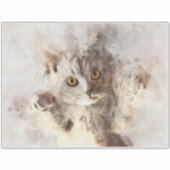 Speelse Aquarel Kitten met Helder Barnsteen Kleuri Sticker (Voorkant)