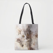 Speelse Aquarel Kitten met Helder Barnsteen Kleuri Tote Bag (Voorkant)