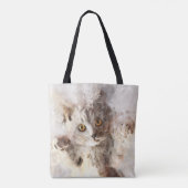 Speelse Aquarel Kitten met Helder Barnsteen Kleuri Tote Bag (Achterkant)