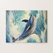 Speelse aquatische dolfijn legpuzzel (Horizontaal)