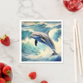 Speelse aquatische dolfijn servet (Insitu)