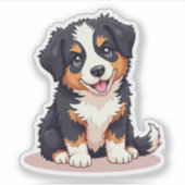 Speelse Aussie Herders Puppy – Chibi Stijl Sticker (Voorkant)