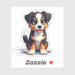Speelse Australian Shepherd Pup, 3D Schattigee cha Sticker