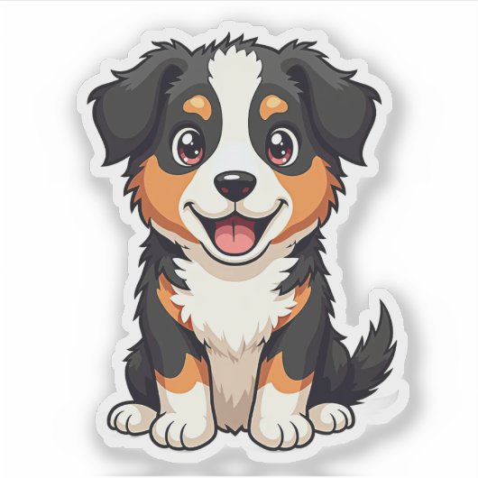 Speelse Australian Shepherd Puppy – Schattigee sti Sticker (Voorkant)