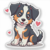 Speelse Australian Shepherd Puppy – Schattigee sti Sticker (Voorkant)