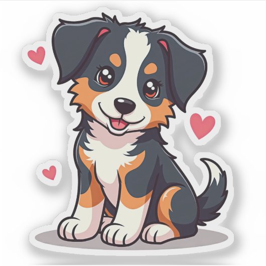 Speelse Australian Shepherd Puppy – Schattigee sti Sticker (Voorkant)