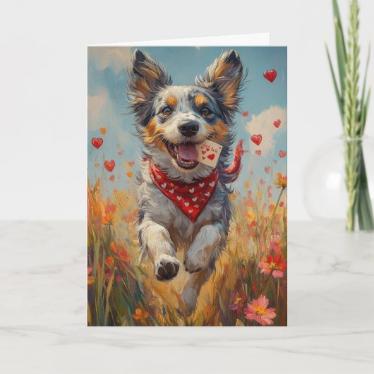 Speelse Australische Cattle Dog Valentijnsdag Kaart (Voorkant)