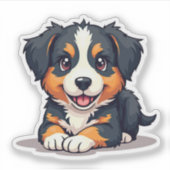 Speelse Australische Herder Pup, 3D Charm, Klein Sticker (Voorkant)