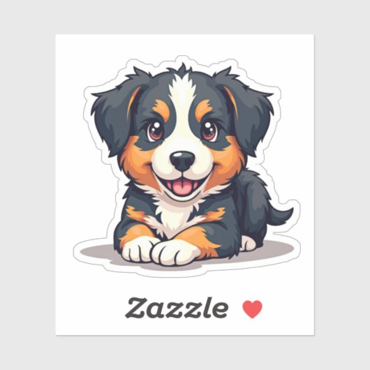 Speelse Australische Herder Pup, 3D Charm, Klein Sticker (Vel)