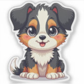 Speelse Australische herdershond Puppy – Chibi-sti Sticker (Voorkant)