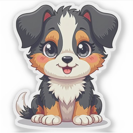 Speelse Australische herdershond Puppy – Chibi-sti Sticker (Voorkant)