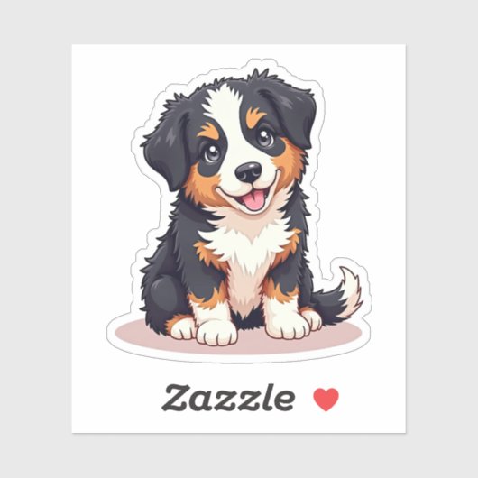 Speelse Australische Herdershond Puppy – Chibi Sti Sticker (Vel)
