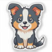 Speelse Australische Herdershond Puppy – Chibi Sti Sticker (Voorkant)