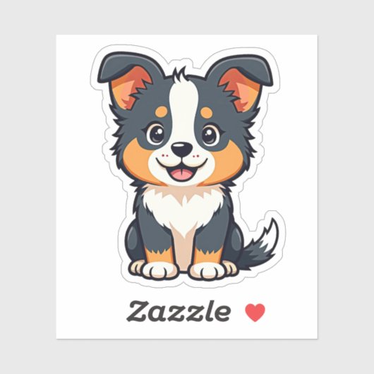 Speelse Australische Herdershond Puppy – Chibi Sti Sticker (Vel)