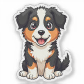 Speelse Australische Herdershond Puppy – Cute Stij Sticker (Voorkant)