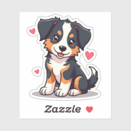 Speelse Australische Herdershond Puppy – Mooie Sti Sticker