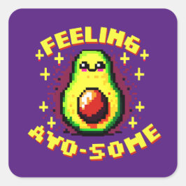 Speelse Avocado Pixel Art 'Feeling Avo-some' 8-bit Vierkante Sticker
