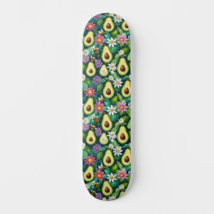Speelse avocado's met bijen en bloemen persoonlijk skateboard