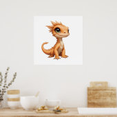 Speelse Baby Dinosaur Canvas – Kinderen Kamer Poster (Keuken)