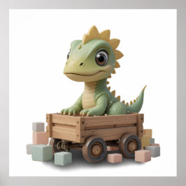 Speelse Baby Dinosaur Canvas – Kinderen Kamer Poster