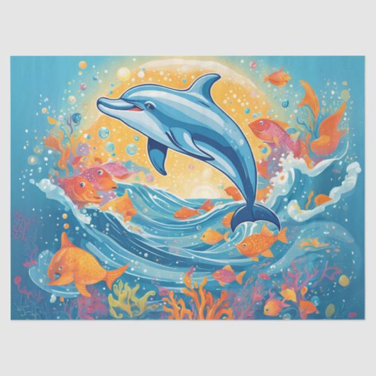 Speelse Baby Dolfijn Tissuepapier (Voorkant)