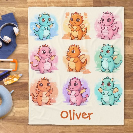 Speelse Baby Dragons gepersonaliseerd Fleece Deken