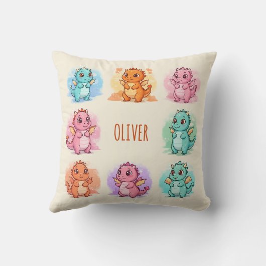 Speelse Baby Dragons gepersonaliseerd Kussen (Achterkant)