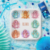 Speelse Baby Dragons gepersonaliseerd Papieren Bordje (Feest)