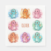 Speelse Baby Dragons gepersonaliseerd Servet (Voorkant)