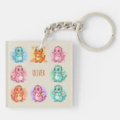 Speelse Baby Dragons gepersonaliseerd Sleutelhanger (Achterkant)